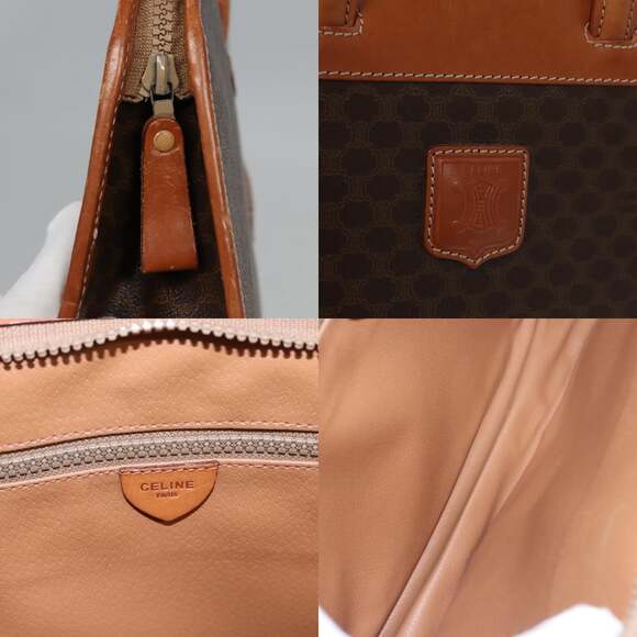 CELINE Macadam Canvas Hand Bag Pvc Leather Brown - Picture 11 of 13